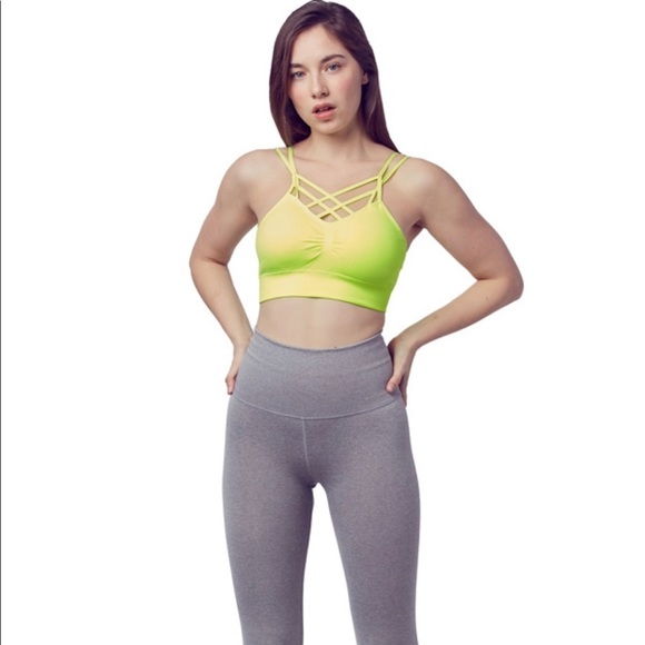 Strappy sports bralette bra neon green - Picture 2 of 4